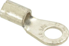 Thomas & Betts - 6 AWG Noninsulated Crimp Connection Circular Ring Terminal - 5/16" Stud, 1.32" OAL x 0.6" Wide, Tin Plated Copper Contact - Exact Tool & Supply
