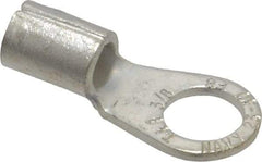 Thomas & Betts - 6 AWG Noninsulated Crimp Connection Circular Ring Terminal - 3/8" Stud, 1.32" OAL x 0.6" Wide, Tin Plated Copper Contact - Exact Tool & Supply