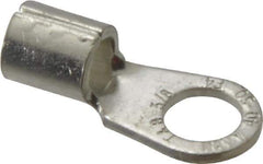 Thomas & Betts - 4 AWG Noninsulated Crimp Connection Circular Ring Terminal - 3/8" Stud, 1.35" OAL x 0.6" Wide, Tin Plated Copper Contact - Exact Tool & Supply