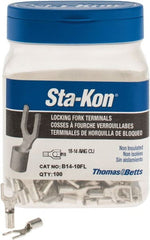 Thomas & Betts - #10 Stud, 18 to 14 AWG Compatible, Noninsulated, Crimp Connection, Locking Fork Terminal - Exact Tool & Supply