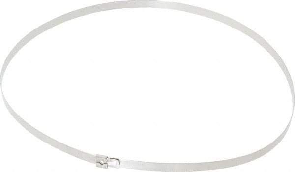 Thomas & Betts - 22-1/2" Long Natural (Color) Stainless Steel Standard Cable Tie - 200 Lb Tensile Strength, 0.38mm Thick, 3-1/2" Max Bundle Diam - Exact Tool & Supply