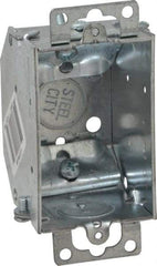 Thomas & Betts - 1 Gang, (5) 1/2" Knockouts, Steel Rectangle Switch Box - 3" Overall Height x 2" Overall Width x 2-1/4" Overall Depth - Exact Tool & Supply