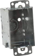 Thomas & Betts - 1 Gang, (5) 1/2" Knockouts, Steel Rectangle Switch Box - 3" Overall Height x 2" Overall Width x 2-3/4" Overall Depth - Exact Tool & Supply
