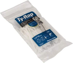 Thomas & Betts - 3.62" Long Natural (Color) Nylon Standard Cable Tie - 18 Lb Tensile Strength, 0.75mm Thick, 16mm Max Bundle Diam - Exact Tool & Supply