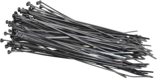 Thomas & Betts - 7" Long Black Nylon Standard Cable Tie - 18 Lb Tensile Strength, 1.1mm Thick, 38.1mm Max Bundle Diam - Exact Tool & Supply