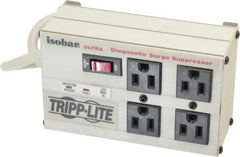 Tripp-Lite - 4 Outlets, 120 Volts, 15 Amps, 6' Cord, Power Outlet Strip - Free Hanging, Keyhole Mount, 1-15P NEMA Configuration, 7" Strip - Exact Tool & Supply