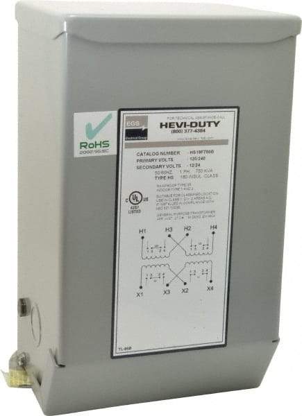 Sola/Hevi-Duty - 120/240 Input Volt, 12/24 Output Volt, 60 Hz, Buck Boost Transformer - 1 Phase, 6 Inch Wide x 5 Inch Deep x 10 Inch High, cULus Listed E77014 - Exact Tool & Supply