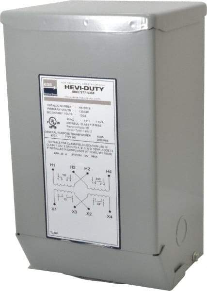 Sola/Hevi-Duty - 120/240 Input Volt, 12/24 Output Volt, 60 Hz, Buck Boost Transformer - 1 Phase, 6 Inch Wide x 5 Inch Deep x 10 Inch High, cULus Listed E77014 - Exact Tool & Supply