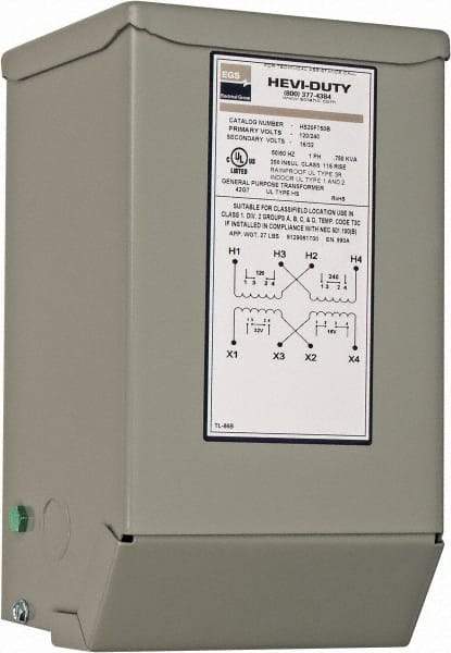 Sola/Hevi-Duty - 120/240 Input Volt, 16/32 Output Volt, 60 Hz, Buck Boost Transformer - 1 Phase, 6 Inch Wide x 5 Inch Deep x 10 Inch High, cULus Listed E77014 - Exact Tool & Supply
