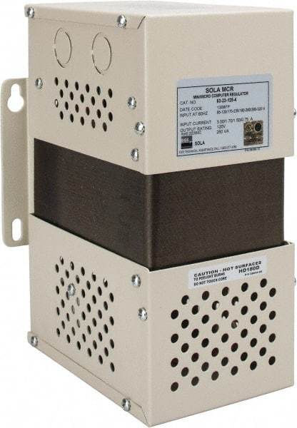 Sola/Hevi-Duty - 1 Outlet, 480 Volt Max Input, 250 VA, Hardwired Power Conditioner - 120 Volt Output, 6 Inch Wide x 10 Inch High x 8 Inch Deep - Exact Tool & Supply