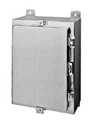 Wiegmann - Stainless Steel Standard Enclosure Hinge Flat Cover - NEMA 4, 12, 13, 4X, 12" Wide x 16" High x 8" Deep, Corrosion Resistant - Exact Tool & Supply