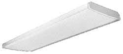 Lithonia Lighting - 4 Lamp, 4 Ft. Long, 32 Watt, Stem and Surface Mounted, Fluorescent Lamp Wraparound Light Fixture - 120-277 Volt, White, Electronic Ballast - Exact Tool & Supply