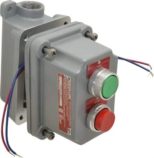 Hubbell Killark - 2 Operator, Mushroom Head Control Station - Start-Stop (Legend), Momentary Switch, NO/NC Contact, NEMA 3, 7, 9 - Exact Tool & Supply