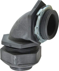 Thomas & Betts - 1-1/4" Trade, Thermoplastic Threaded Angled Liquidtight Conduit Connector - Insulated - Exact Tool & Supply