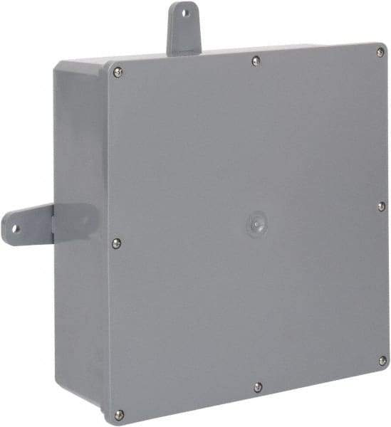 Thomas & Betts - Thermoplastic Junction Box Enclosure Screw Flat Cover - NEMA 4, 4X, 12" Wide x 12" High x 4" Deep, Corrosion Resistant - Exact Tool & Supply