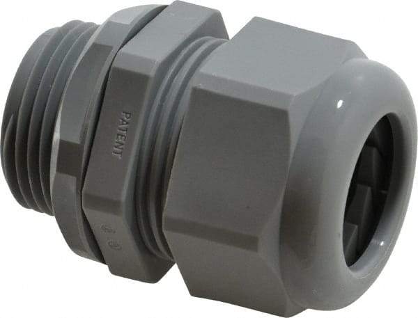 Thomas & Betts - 0.51 to 0.79" Cable Capacity, Liquidtight, Straight Strain Relief Cord Grip - 1 NPT Thread, Iron - Exact Tool & Supply