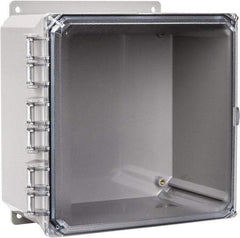 Thomas & Betts - Polycarbonate Standard Enclosure Hinge Flat Cover - NEMA 1, 2, 3, 4, 12, 3S, 3SX, 3X, 4X, 10" Wide x 10" High x 6" Deep, Impact Resistant - Exact Tool & Supply