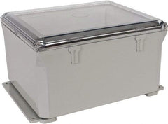 Thomas & Betts - Polycarbonate Standard Enclosure Hinge Flat Cover - NEMA 1, 2, 3, 4, 12, 3S, 3SX, 3X, 4X, 10" Wide x 12" High x 6" Deep, Impact Resistant - Exact Tool & Supply