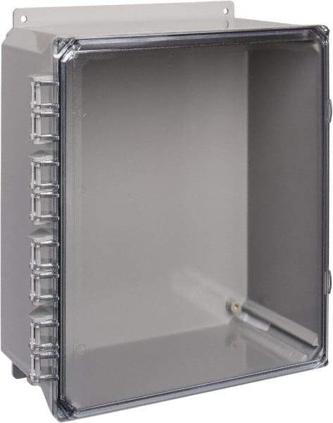 Thomas & Betts - Polycarbonate Standard Enclosure Hinge Flat Cover - NEMA 1, 2, 3, 4, 12, 3S, 3SX, 3X, 4X, 12" Wide x 14" High x 6" Deep, Impact Resistant - Exact Tool & Supply