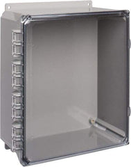 Thomas & Betts - Polycarbonate Standard Enclosure Hinge Flat Cover - NEMA 1, 2, 3, 4, 12, 3S, 3SX, 3X, 4X, 12" Wide x 14" High x 6" Deep, Impact Resistant - Exact Tool & Supply