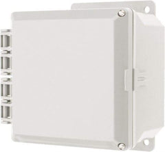 Thomas & Betts - Polycarbonate Standard Enclosure Hinge Flat Cover - NEMA 1, 2, 3, 4, 12, 3S, 3SX, 3X, 4X, 6" Wide x 6" High x 4" Deep, Impact Resistant - Exact Tool & Supply