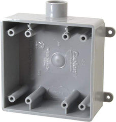Thomas & Betts - 2 Gang, (1) 1/2" Knockout, PVC Rectangle Switch Box - 117.35mm Overall Height x 142.24mm Overall Width x 50.29mm Overall Depth, Weather Resistant - Exact Tool & Supply