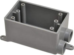 Thomas & Betts - 1 Gang, (2) 1/2" Knockouts, PVC Rectangle Junction Box - 115.3mm Overall Height x 98.4mm Overall Width x 61.5mm Overall Depth, Weather Resistant - Exact Tool & Supply