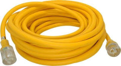 Southwire - 50', 10/3 Gauge/Conductors, Yellow Outdoor Extension Cord - 1 Receptacle, 15 Amps, 125 VAC, UL SJEOOW, NEMA 5-15P, 5-15R - Exact Tool & Supply