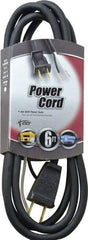 Southwire - 6', 16/2 Gauge/Conductors, Black Outdoor Replacement Cord - 1 Receptacle, 13 Amps, 125 VAC, UL SJEOOW, NEMA 1-15P - Exact Tool & Supply