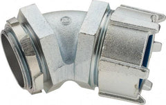 Thomas & Betts - 2-1/2" Trade, Malleable Iron Threaded Angled Liquidtight Conduit Connector - Noninsulated - Exact Tool & Supply