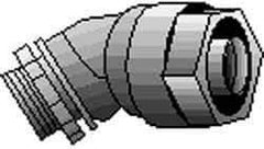 Thomas & Betts - 4" Trade, Malleable Iron Threaded Angled Liquidtight Conduit Connector - Noninsulated - Exact Tool & Supply