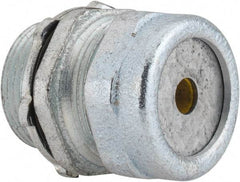 O-Z/Gedney - 0.2 to 0.3" Cable Capacity, Liquidtight, Straight Strain Relief Cord Grip - 5/8 NPT Thread, 1-1/4" Long, Iron - Exact Tool & Supply