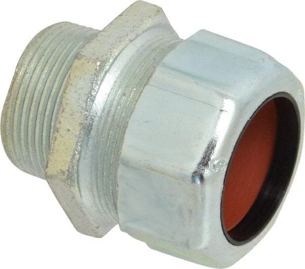 Thomas & Betts - 1-3/8 to 1.485" Cable Capacity, Liquidtight, Straight Strain Relief Cord Grip - 1-1/4 NPT Thread, 2-1/2" Long, Iron & Zinc - Exact Tool & Supply