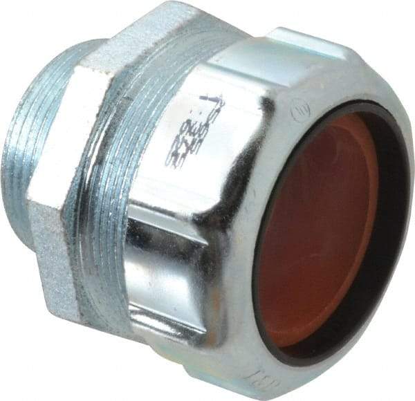 Thomas & Betts - 1-3/8 to 1-5/8" Cable Capacity, Liquidtight, Straight Strain Relief Cord Grip - 1-1/2 NPT Thread, 2-5/8" Long, Iron & Zinc - Exact Tool & Supply