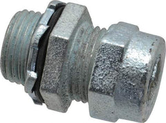 O-Z/Gedney - 0.4 to 1/2" Cable Capacity, Liquidtight, Straight Strain Relief Cord Grip - 1/2 NPT Thread, 1-3/16" Long, Iron - Exact Tool & Supply