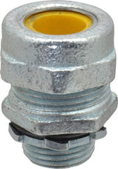 O-Z/Gedney - 0.455 to 0.555" Cable Capacity, Liquidtight, Straight Strain Relief Cord Grip - 1/2 NPT Thread, 1-3/16" Long, Iron - Exact Tool & Supply