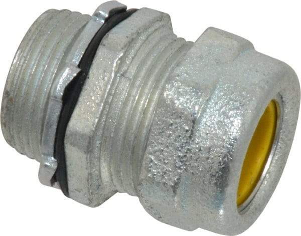 O-Z/Gedney - 1/2 to 0.6" Cable Capacity, Liquidtight, Straight Strain Relief Cord Grip - 3/4 NPT Thread, 1-3/16" Long, Iron - Exact Tool & Supply