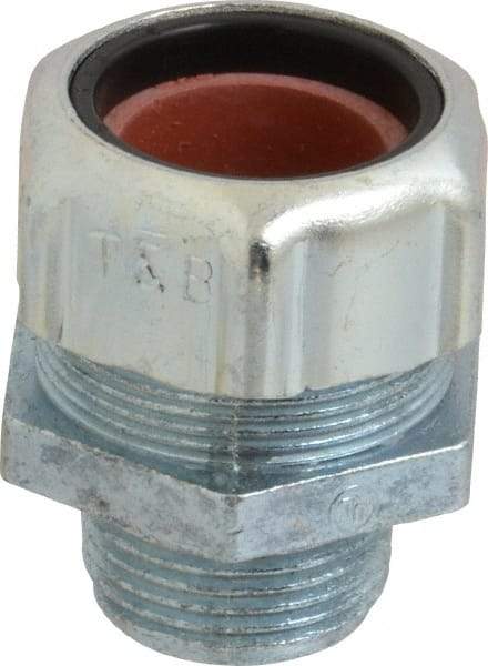 Thomas & Betts - 0.8 to 0.9" Cable Capacity, Liquidtight, Straight Strain Relief Cord Grip - 3/4 NPT Thread, 1-15/16" Long, Iron & Zinc - Exact Tool & Supply