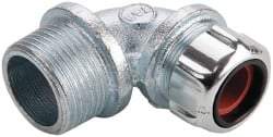 Thomas & Betts - 1/2 to 5/8" Cable Capacity, Liquidtight, Elbow Strain Relief Cord Grip - 1 NPT Thread, Iron - Exact Tool & Supply