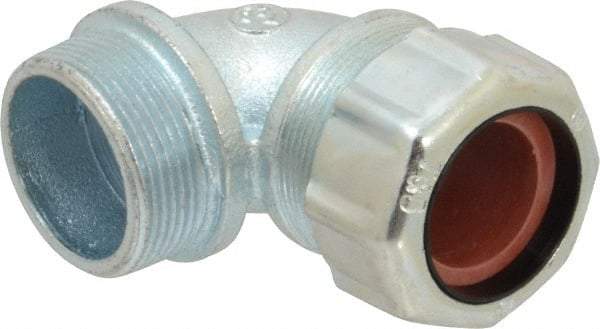 Thomas & Betts - 1 to 1-3/16" Cable Capacity, Liquidtight, Elbow Strain Relief Cord Grip - 1-1/2 NPT Thread, Iron - Exact Tool & Supply