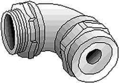 Thomas & Betts - 7/8 to 0.985" Cable Capacity, Liquidtight, Elbow Strain Relief Cord Grip - 1 NPT Thread, Iron - Exact Tool & Supply