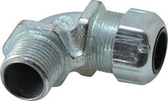Thomas & Betts - 0.45 to 0.56" Cable Capacity, Liquidtight, Elbow Strain Relief Cord Grip - 1/2 NPT Thread, Iron - Exact Tool & Supply