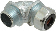 Thomas & Betts - 1/4 to 3/8" Cable Capacity, Liquidtight, Elbow Strain Relief Cord Grip - 3/4 NPT Thread, Iron - Exact Tool & Supply