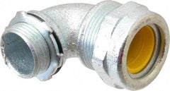 O-Z/Gedney - 0.7 to 0.8" Cable Capacity, Liquidtight, Elbow Strain Relief Cord Grip - 3/4 NPT Thread, Iron - Exact Tool & Supply