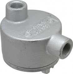 Thomas & Betts - (2) 1/2" Knockouts, Iron Round GUAB - 3-1/2" Overall Width x 2" Overall Depth - Exact Tool & Supply