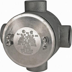 Thomas & Betts - (4) 1-1/2" Knockouts, Iron Round Junction Box - 5-3/4" Overall Width x 3.81" Overall Depth - Exact Tool & Supply