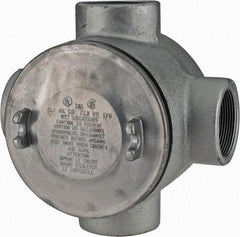 Thomas & Betts - (4) 2" Knockouts, Iron Round Junction Box - 5-3/4" Overall Width x 4.06" Overall Depth - Exact Tool & Supply