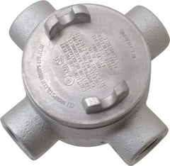 Thomas & Betts - (4) 3/4" Knockouts, Iron Round GUAX - 3-1/2" Overall Width x 2" Overall Depth - Exact Tool & Supply