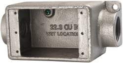 Thomas & Betts - 1 Gang, (2) 1" Knockouts, Iron Rectangle Device Box - 2-3/4" Overall Width - Exact Tool & Supply