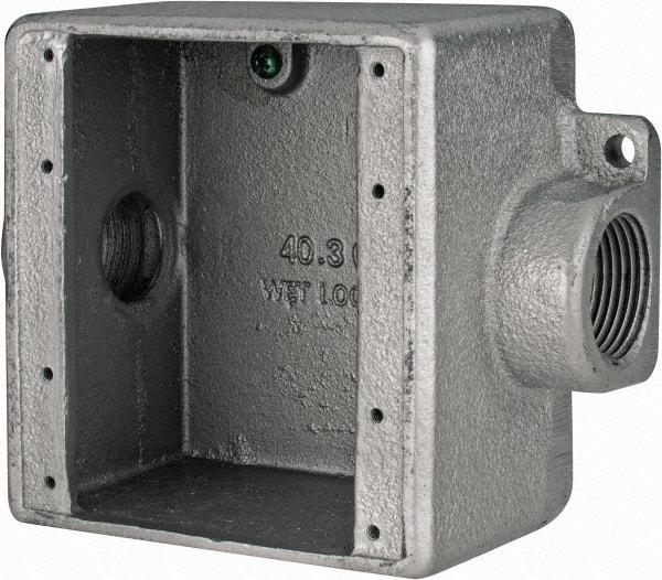 Thomas & Betts - 2 Gang, (2) 1" Knockouts, Iron Rectangle Device Box - Zinc Plated - Exact Tool & Supply